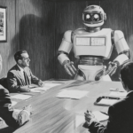 Reflection on the Evolution of Technology in Advertising 1 robot pitching an advertising campaign
